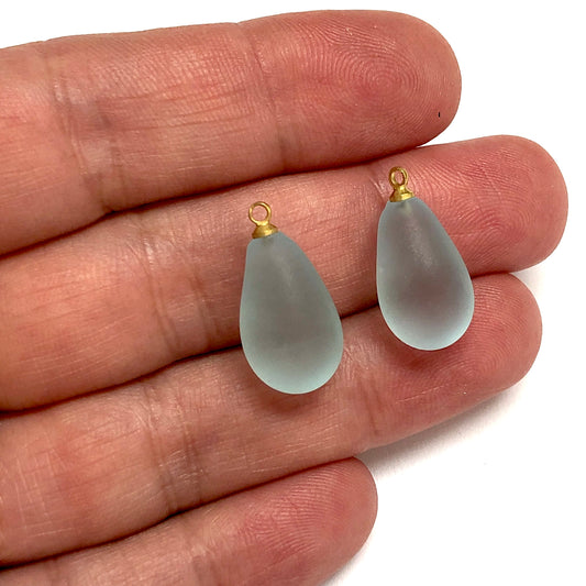 Murano Cam Su Damlası Buzlu - Buz Mavisi