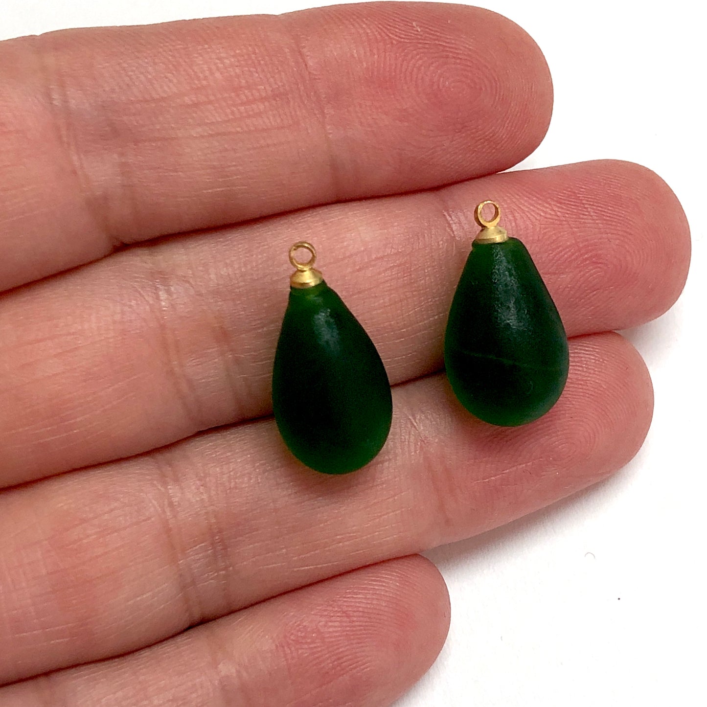 Murano Cam Su Damlası Buzlu - Koyu Yeşil