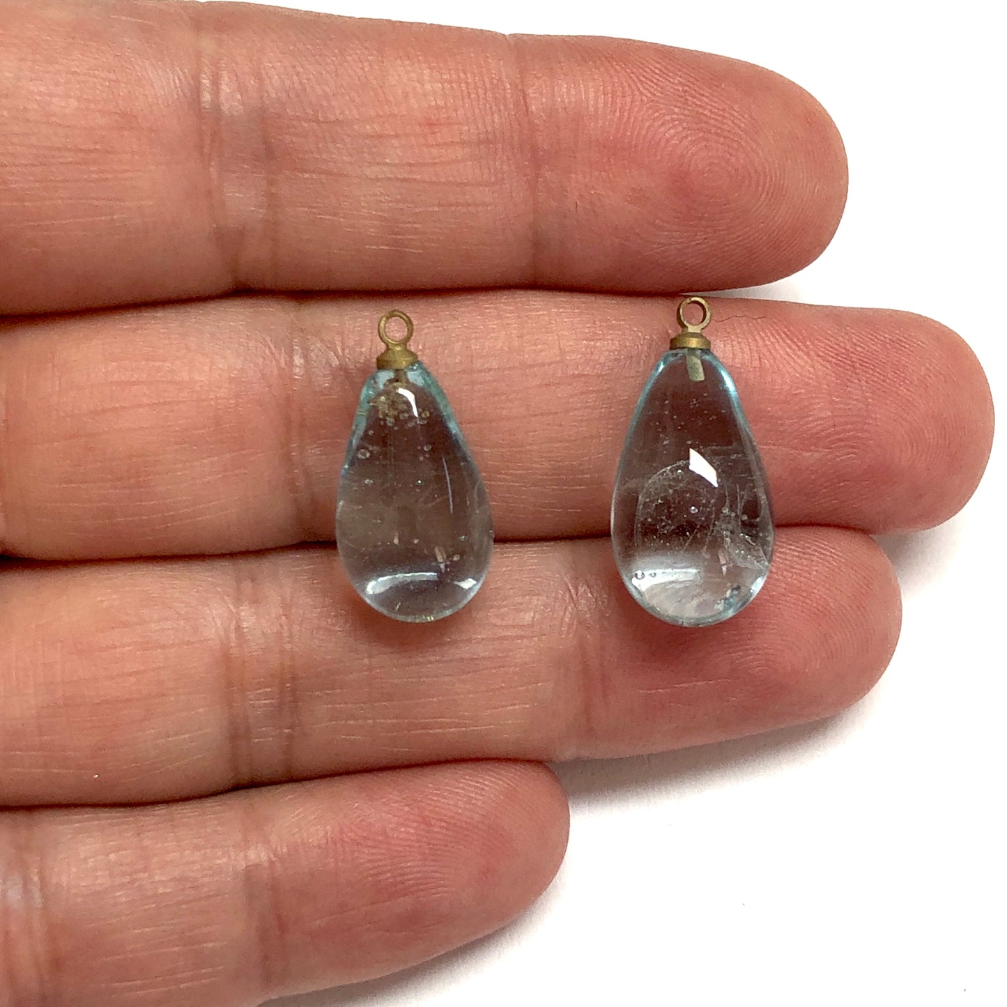 Murano Cam Su Damlası Şeffaf - Buz Mavisi