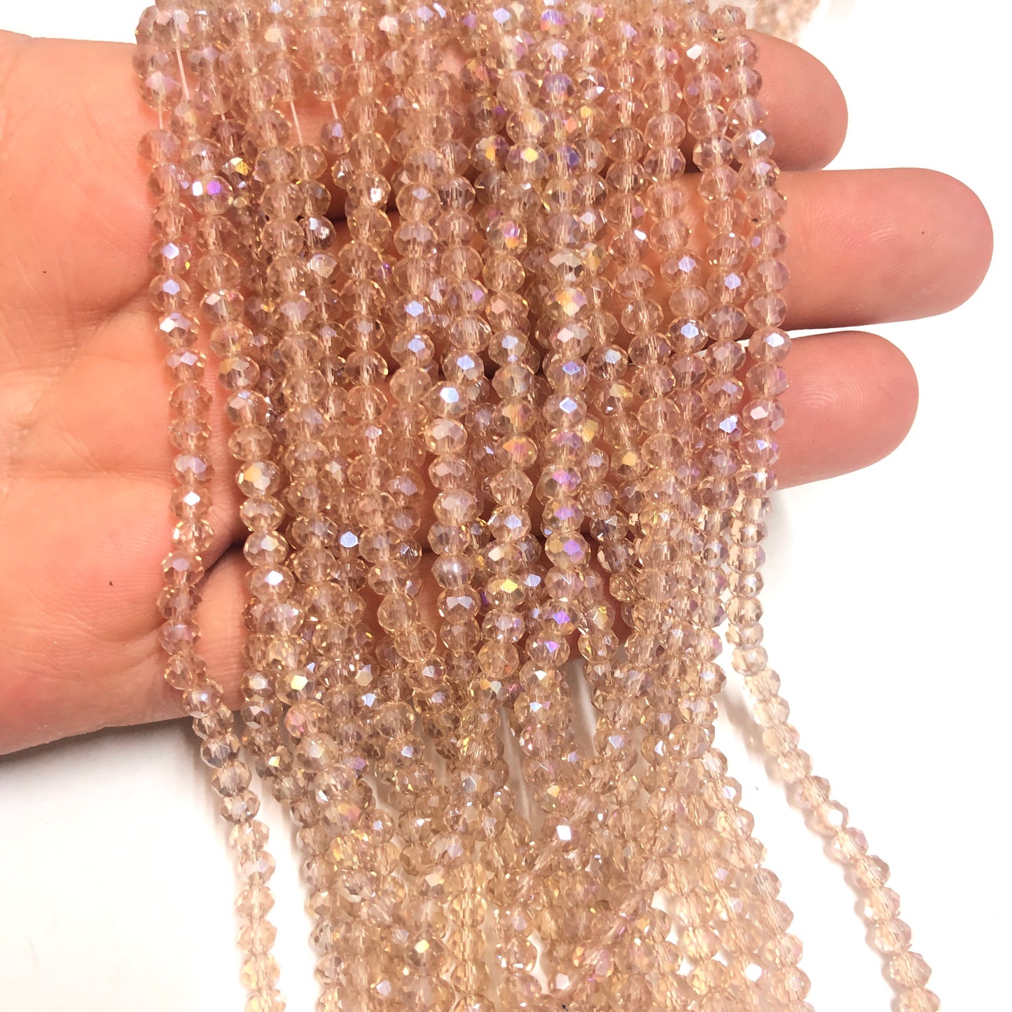 Kristal Boncuk, Çin Kristali-4mm - 69- Şeffaf Janjanlı Tenrengi