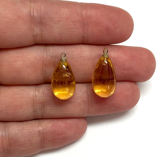 Murano Cam Su Damlası Şeffaf - Amber