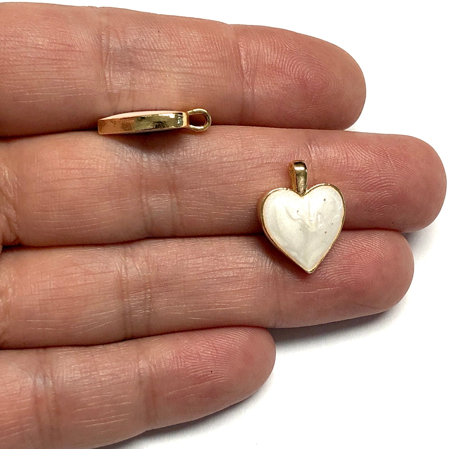 Altın Kaplama Mineli Çift Taraflı 14mm Kalp - Sedef