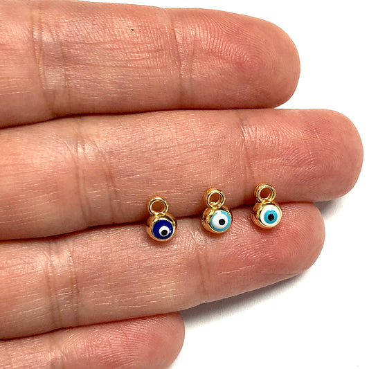 Altın Kaplama Mineli Çift Taraflı 5mm Nazar - Karışık Renk