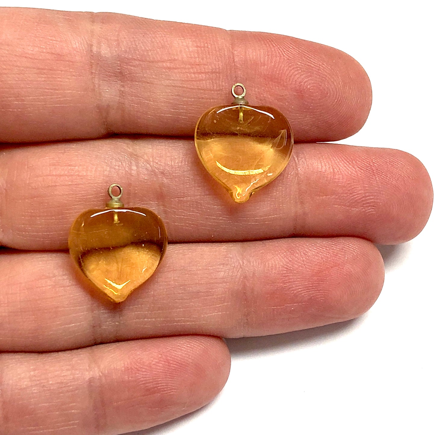 Murano Cam Şeffaf Kalp - Amber