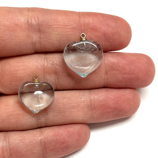 Murano Cam Şeffaf Kalp - Açık Mavi