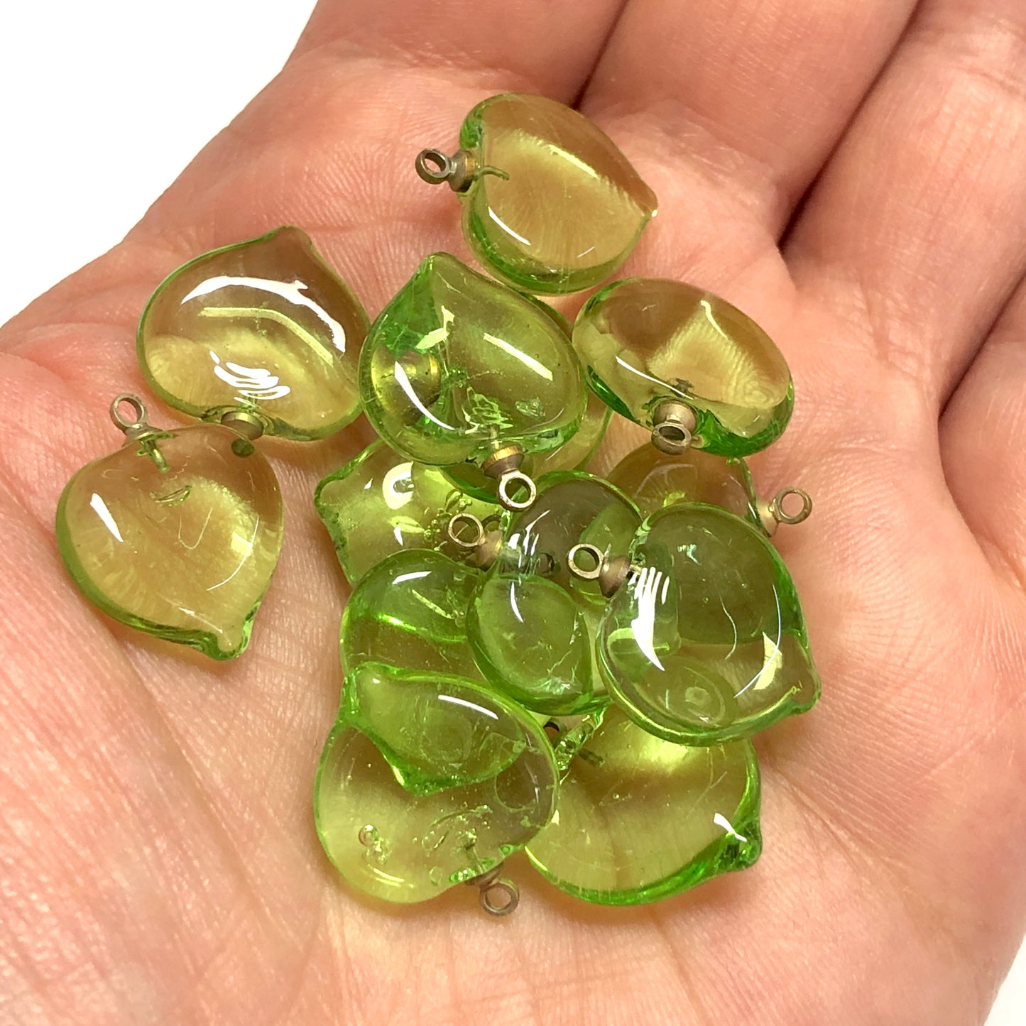 Murano Cam Şeffaf Kalp - Açık Yeşil