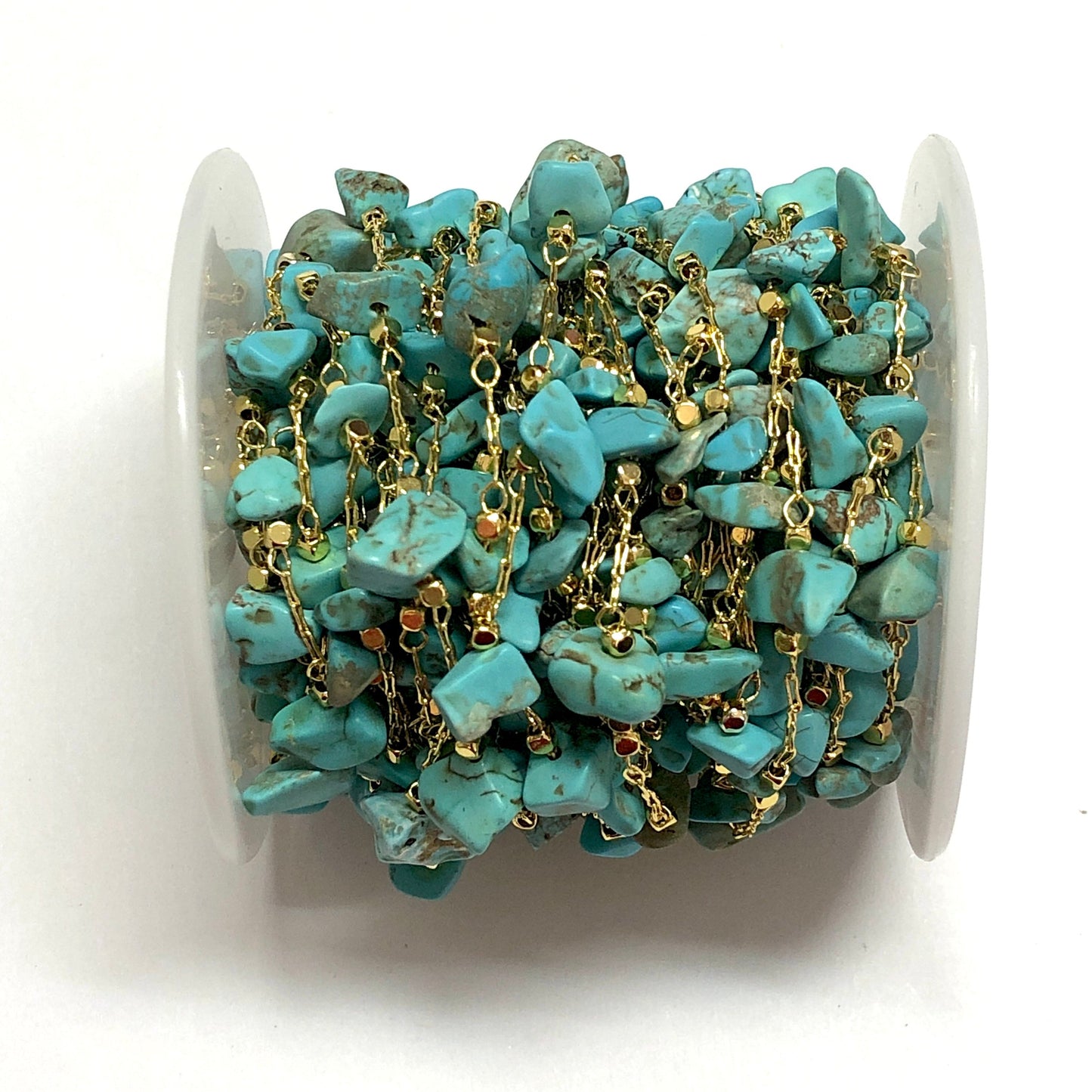 Altın Kaplama Doğaltaşlı Zincir - Turkuaz