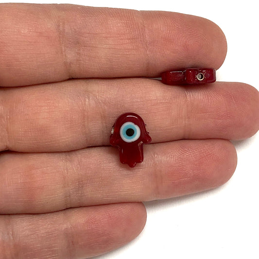 Murano Cam Nazar Hamsa - Kırmızı