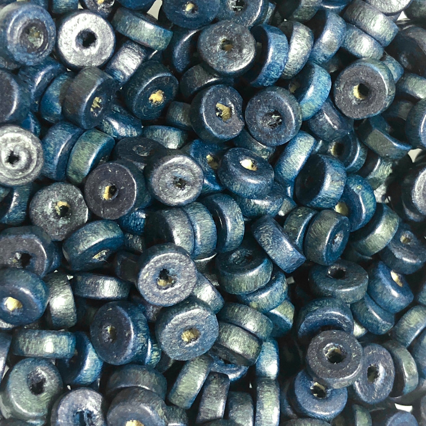 8mm Rondel Wood Bead 9 - Navy Blue