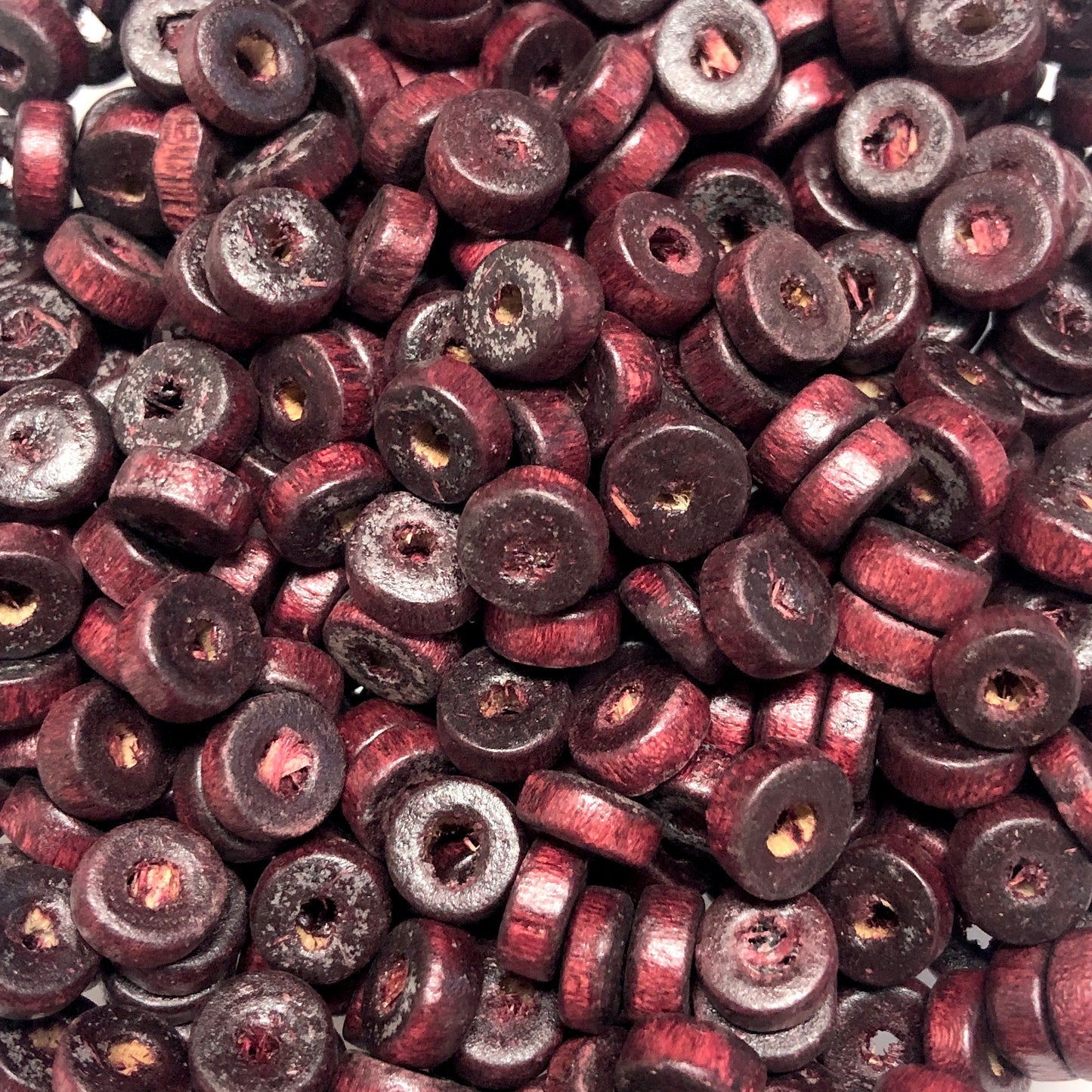 8mm Rondel Ahşap Boncuk 22 - Bordo