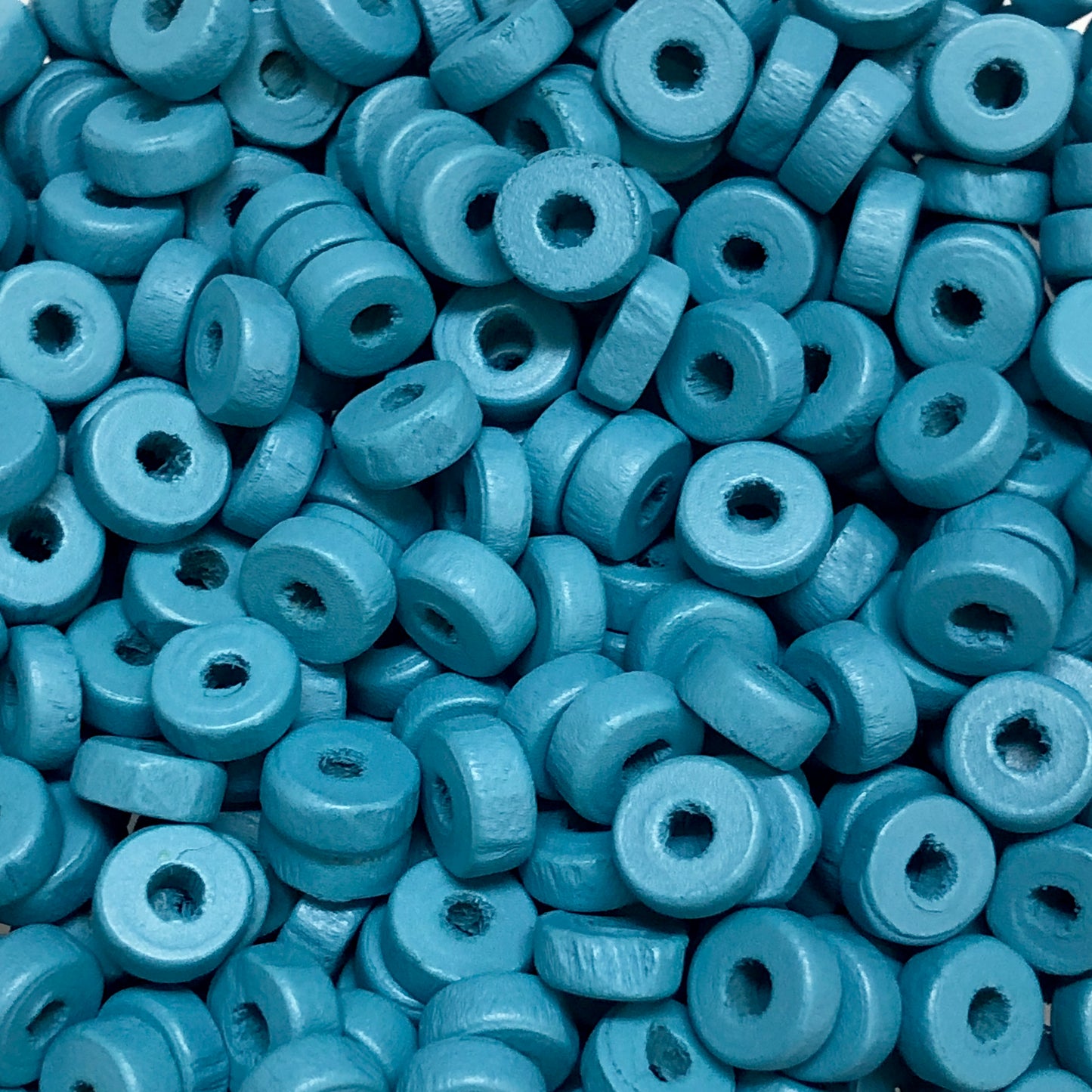 8mm Rondel Ahşap Boncuk 27 - Mat Turkuaz