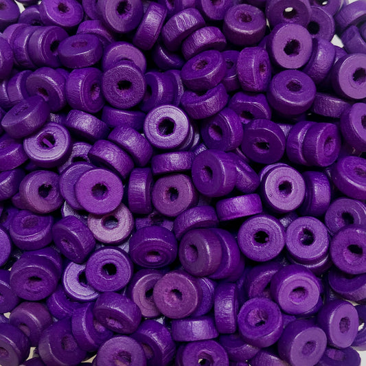 8mm Rondel Ahşap Boncuk 28 - Mat Mor