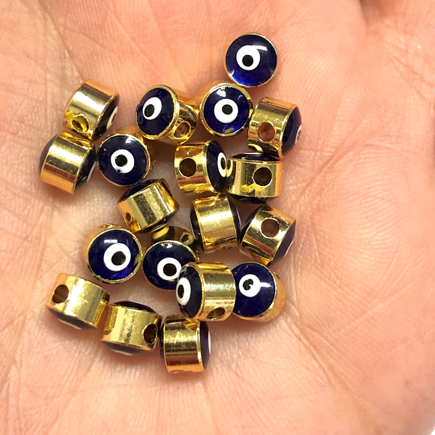 Gold Plated Plastered Evil Eye Beads 6mm - Green