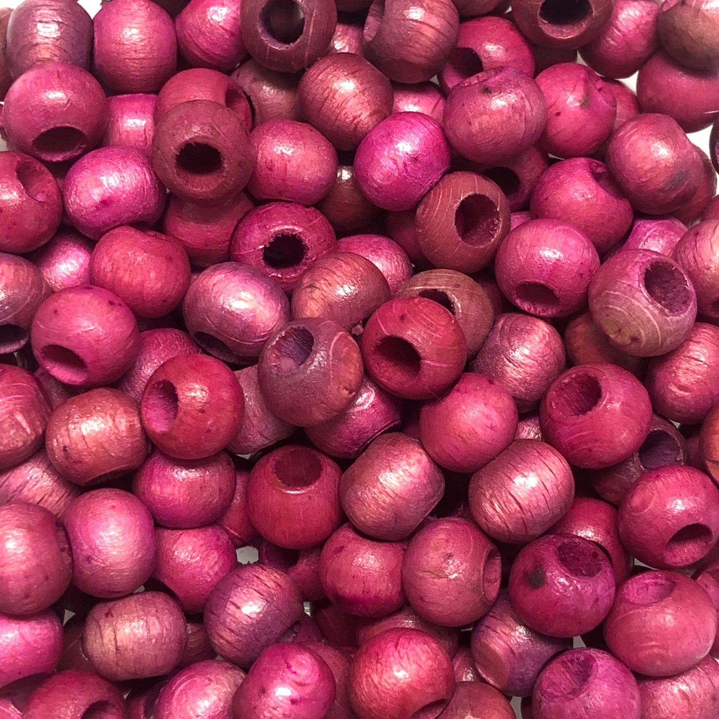 8mm Geniş Delikli Ahşap Boncuk - 1 - Fuşya