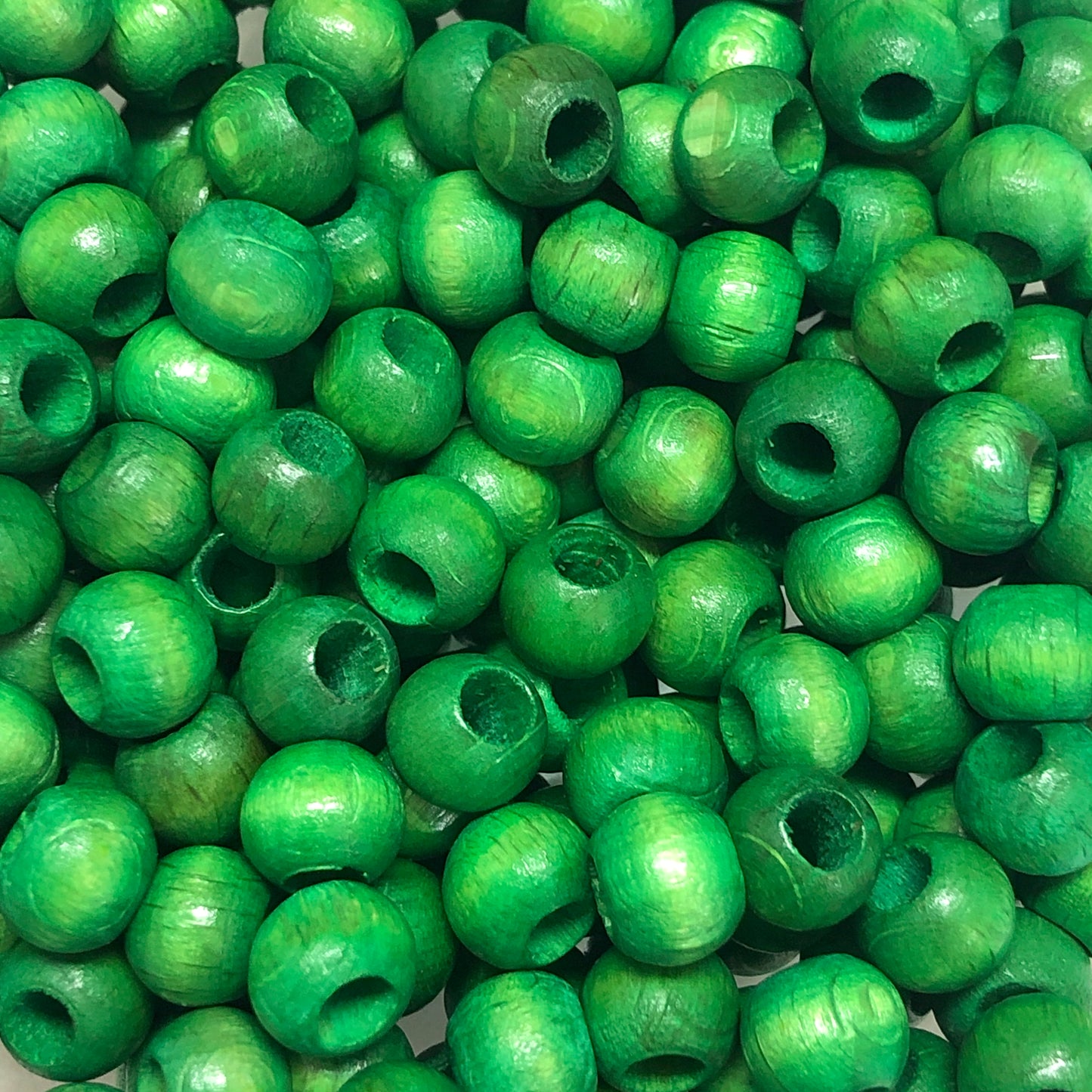 8mm Wide Hole Wooden Bead - 22 - Grass Green
