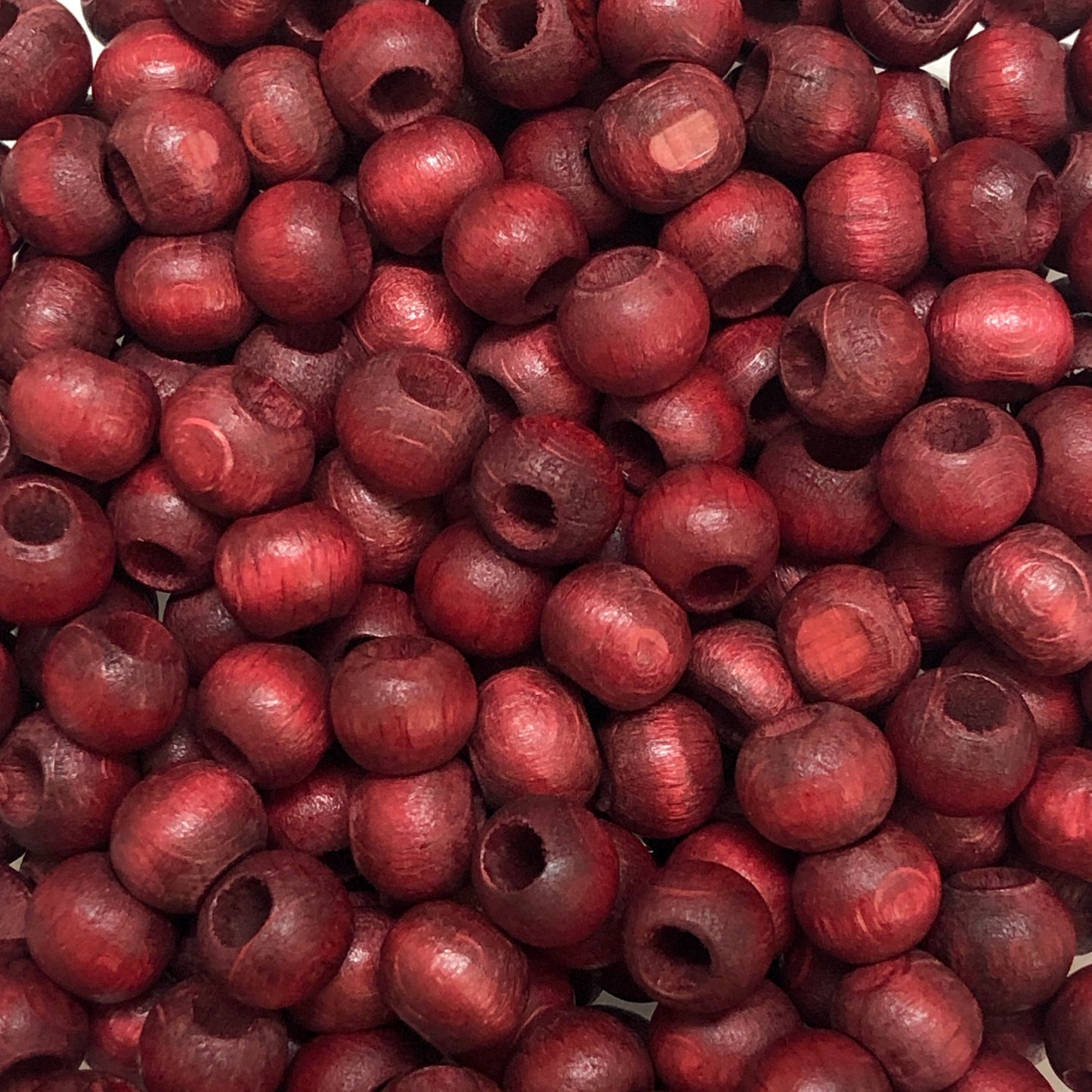 8mm Geniş Delikli Ahşap Boncuk - 23 - Bordo