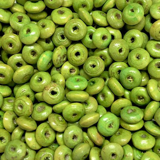 8mm Ufo Wood Bead 1 - Light Green