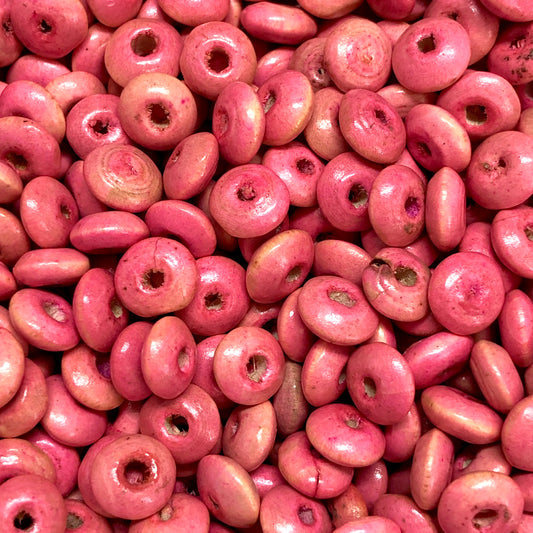 8mm Ufo Wood Beads 2 - Pink