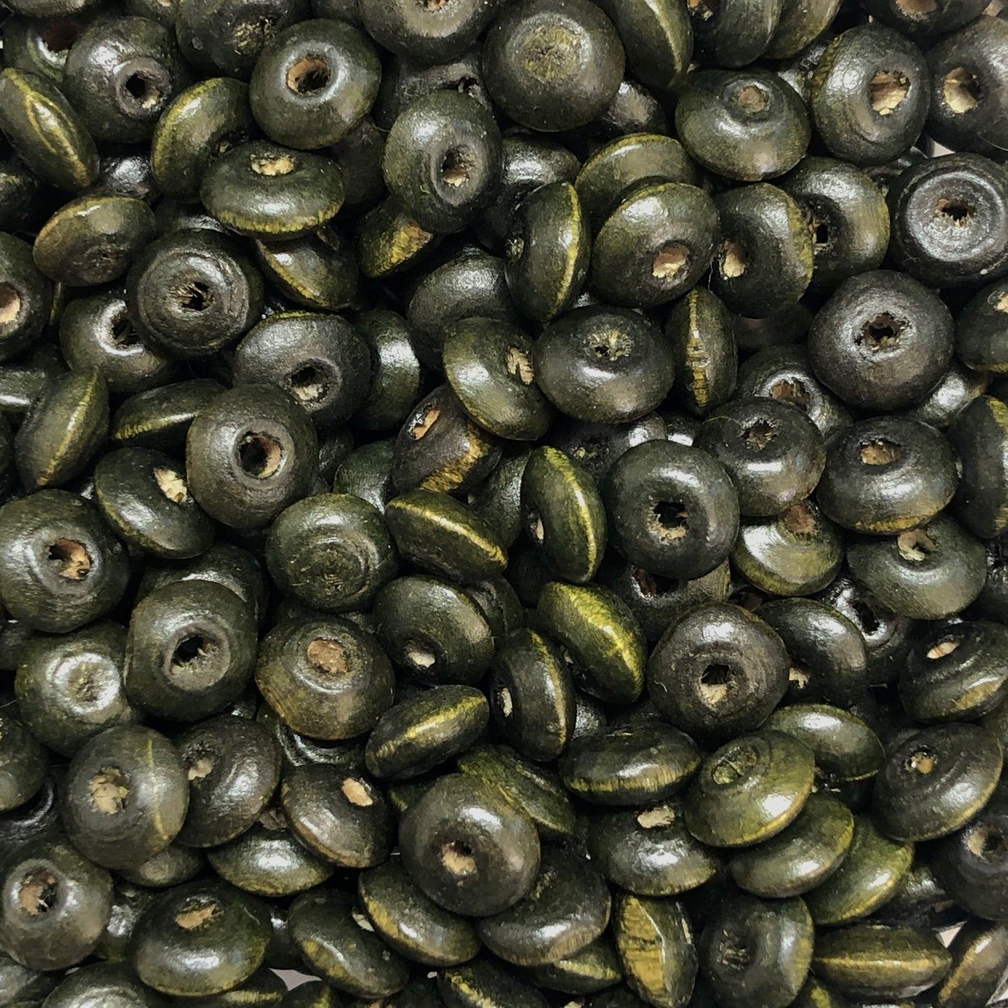 8mm Ufo Ahşap Boncuk - 8 - Haki yeşil