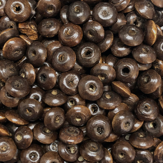 8mm Ufo Ahşap Boncuk - 10 - Koyu Kahve