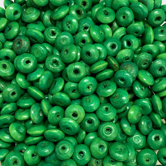 8mm Ufo Wood Bead 13 - Green