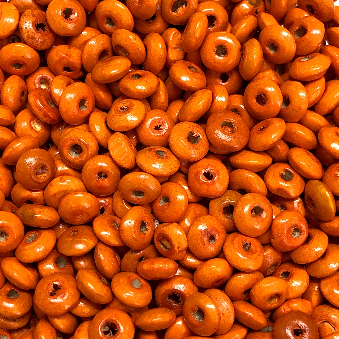 8mm Ufo Ahşap Boncuk 18 - Turuncu (Parlak)