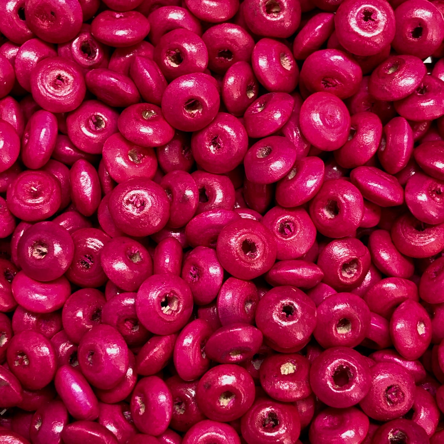 8mm Ufo Wood Beads 20 - Fuchsia