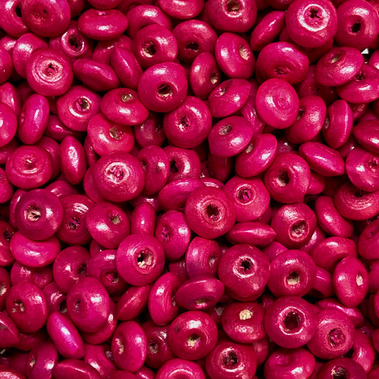 8mm Ufo Wood Beads 20 - Fuchsia