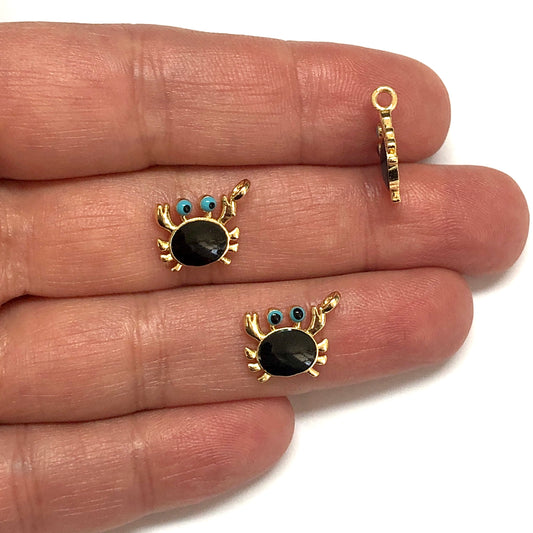 Gold Plated Enamel Crab Rocking Attachment - White