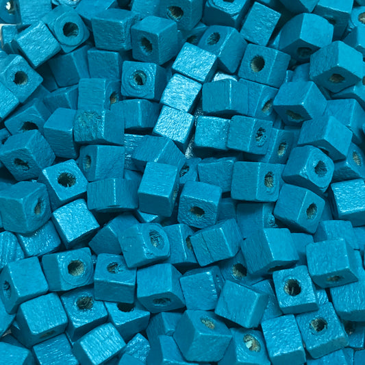 5x5mm Küp Ahşap Boncuk 16 - Mavi