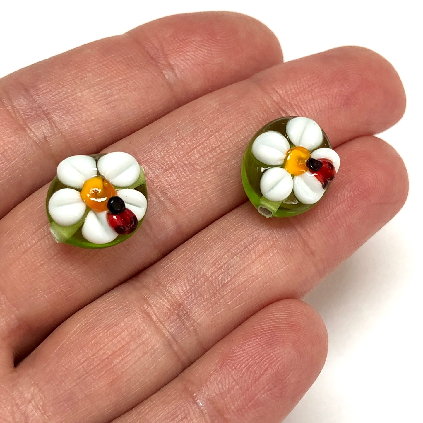 Marienkäfer Gänseblümchen aus Muranoglas – Grün