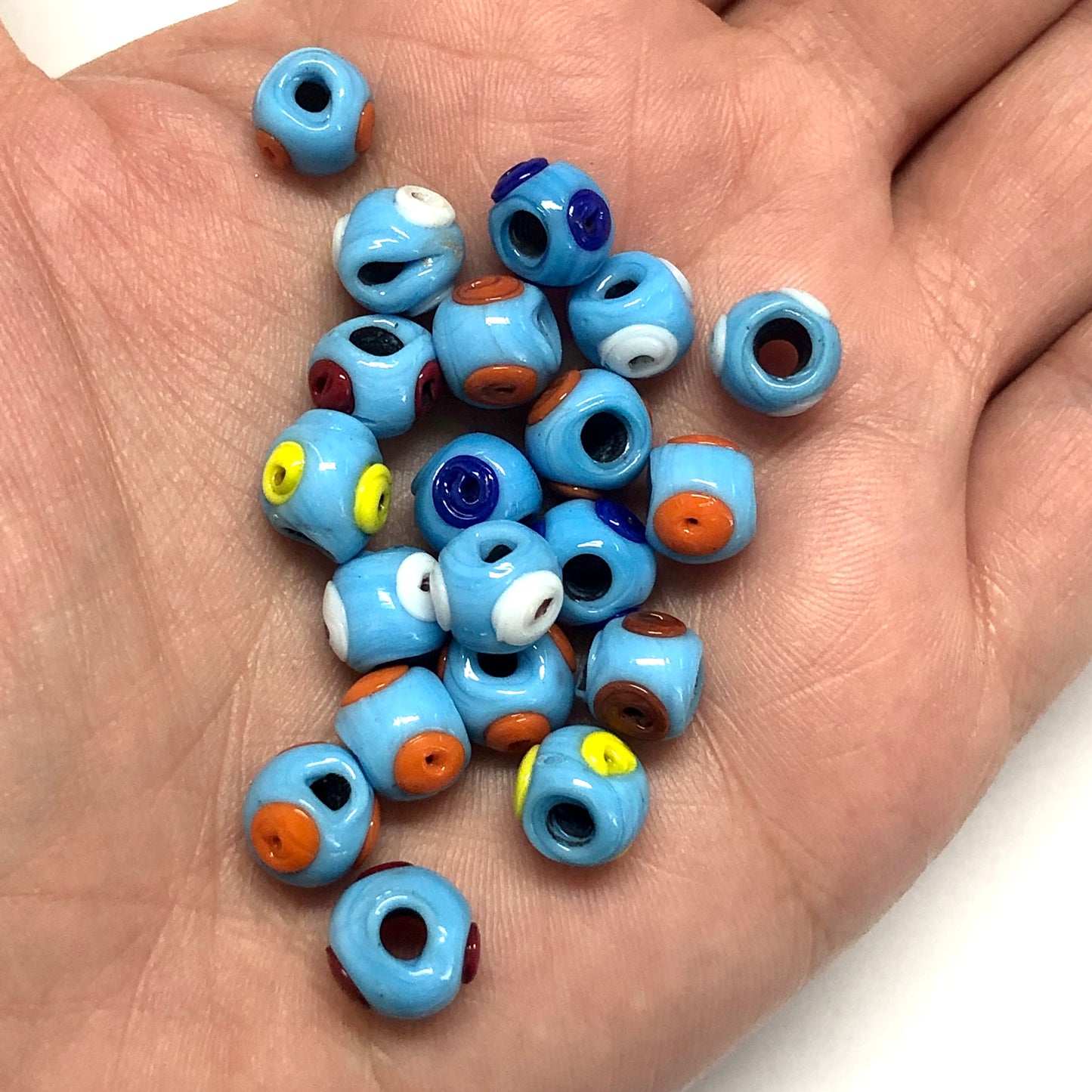 Handmade cylinder Colored Glass Hearth Bead (transparent)