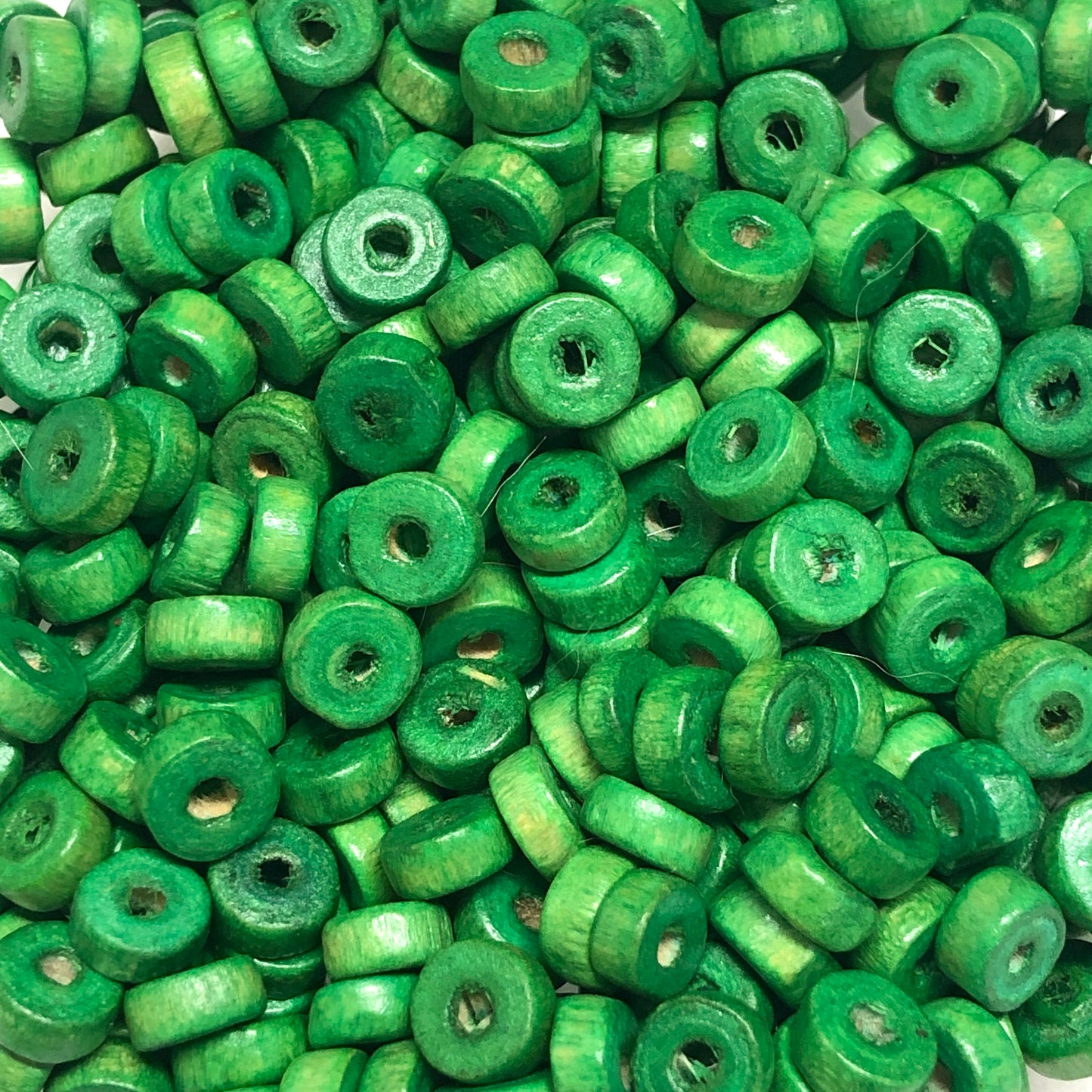 8mm Rondel Wood Bead 11 - Grass Green