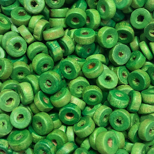 8mm Rondel Ahşap Boncuk 37 - Yeşil