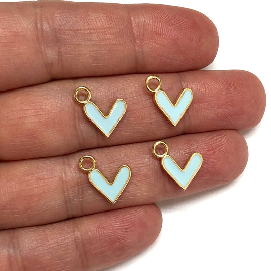 Altın Kaplama Mineli Kalp Sallantı Aparatı - Açık Mavi