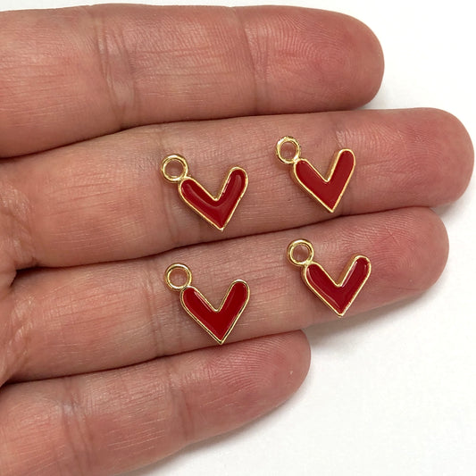 Altın Kaplama Mineli Kalp Sallantı Aparatı - Kırmızı