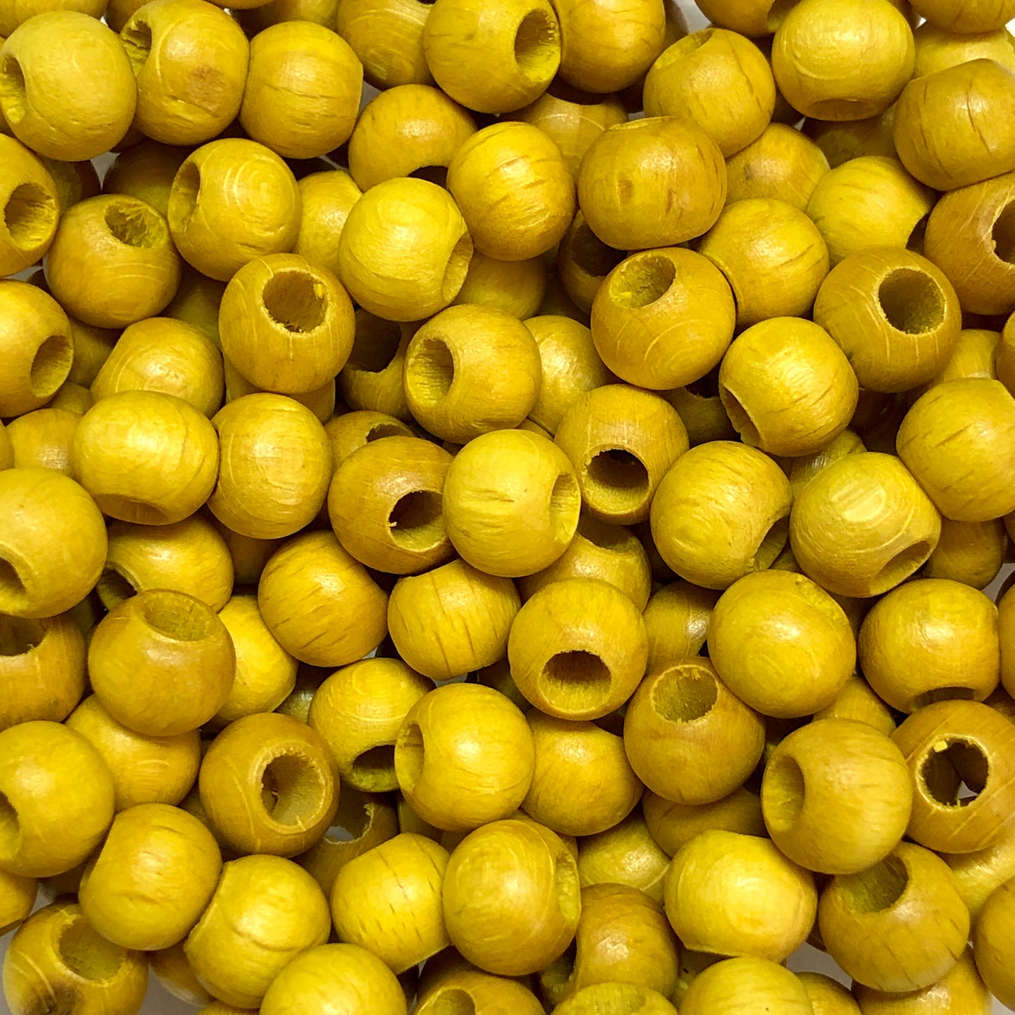 8mm Geniş Delikli Ahşap Boncuk - 19 - Sarı