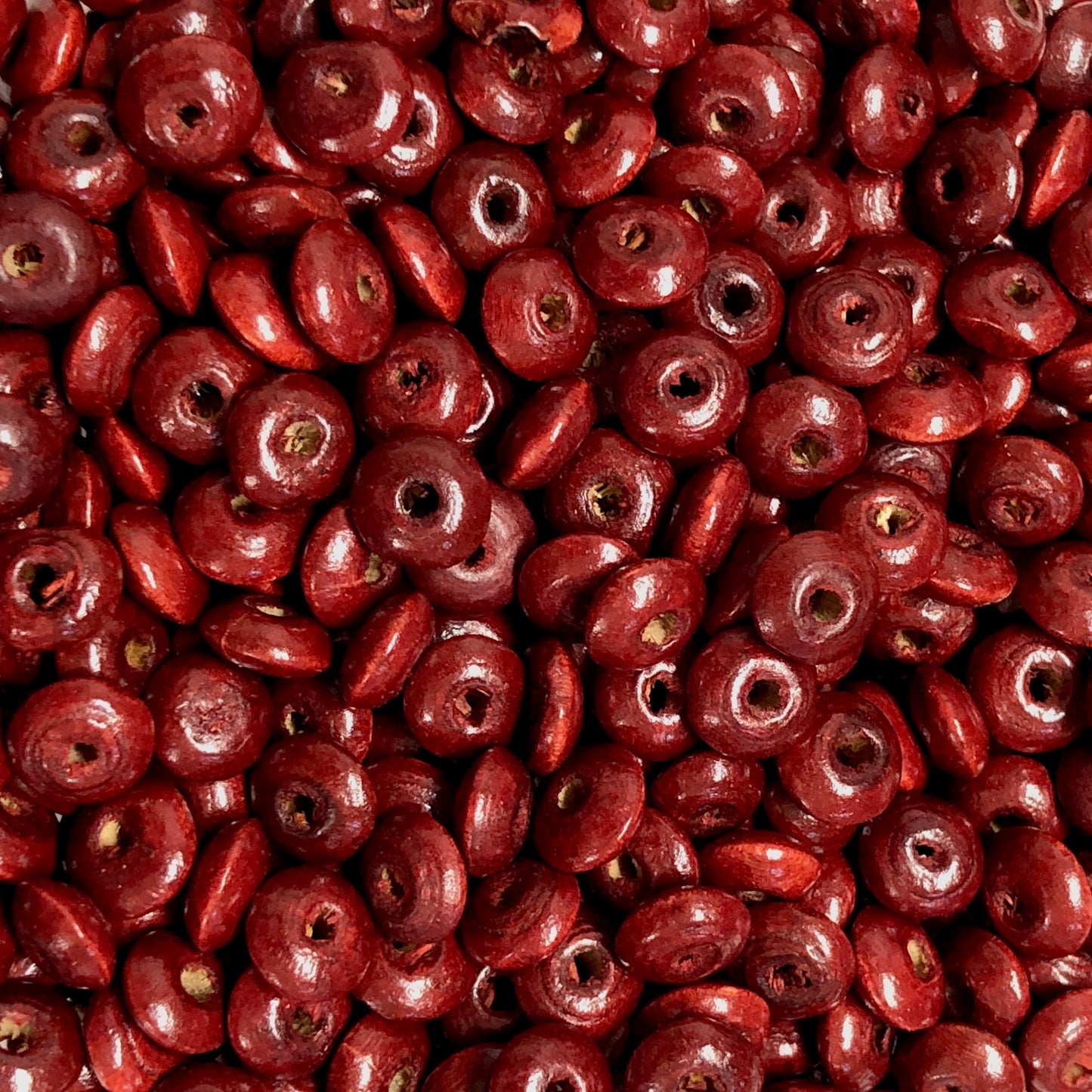 8mm Ufo Wood Bead 16 - Claret Red