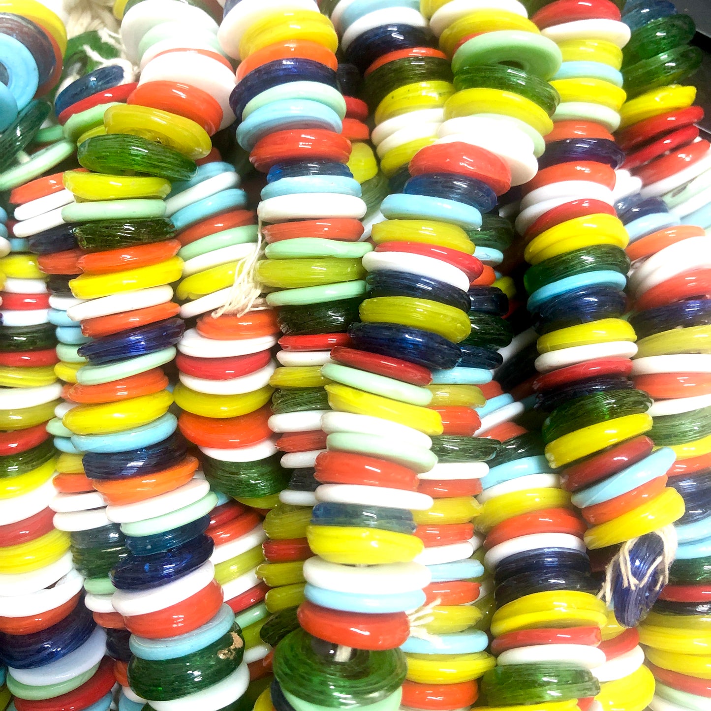 El yapımı Cam Ocak Boncuğu Rondel Orta Boy -Mix