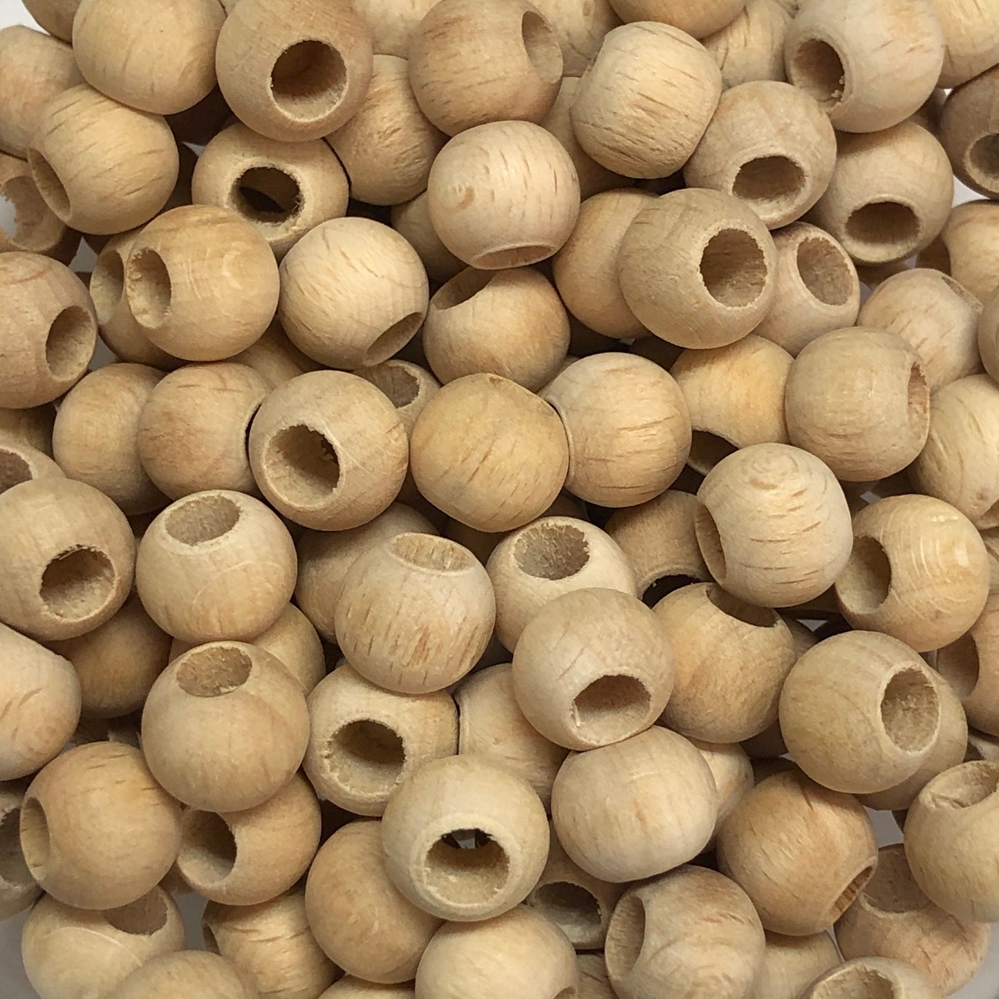 10mm Geniş Delikli Ahşap Boncuk - 1 - Mat Ham