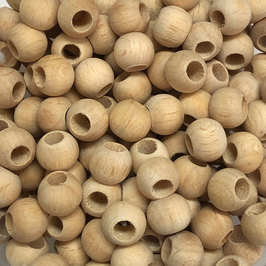 10mm Geniş Delikli Ahşap Boncuk - 1 - Mat Ham