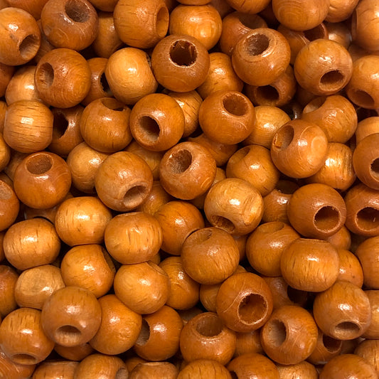 10mm Geniş Delikli Ahşap Boncuk - 4 - Turuncu