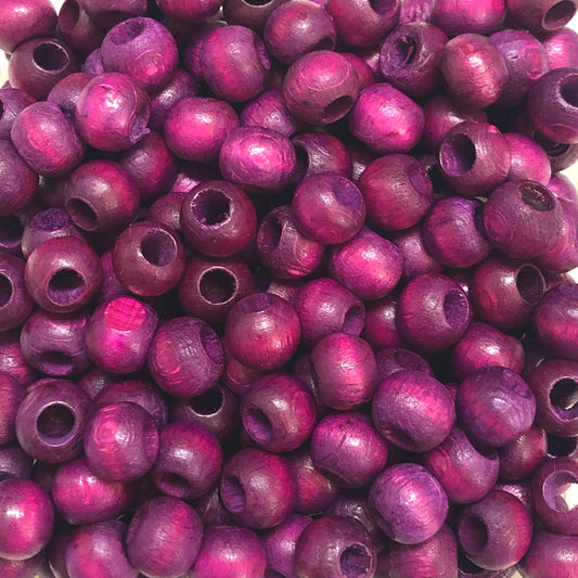 10mm Geniş Delikli Ahşap Boncuk - 6 - Mürdüm