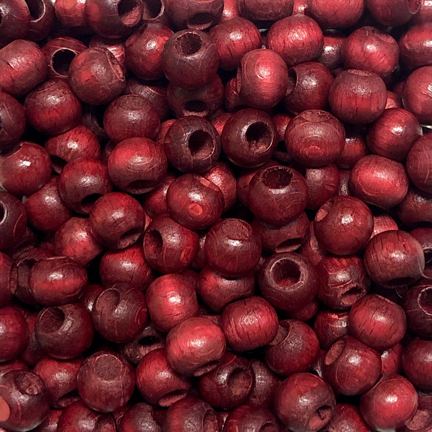 10mm Geniş Delikli Ahşap Boncuk - 25 - Bordo