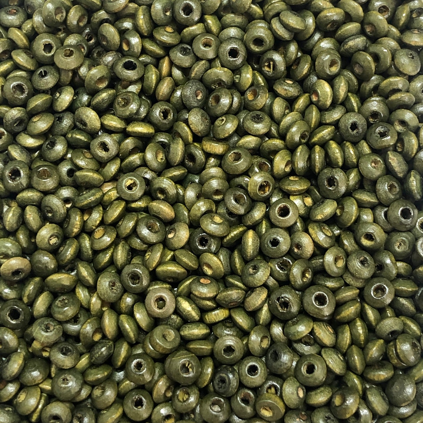 4mm Ufo Ahşap Boncuk - 10 Haki yeşil