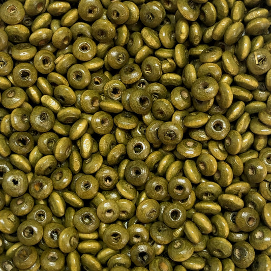 4mm Ufo Ahşap Boncuk - 12 Yağ Yeşili