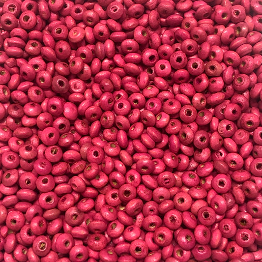 4mm Ufo Ahşap Boncuk - 17 Koyu Pembe