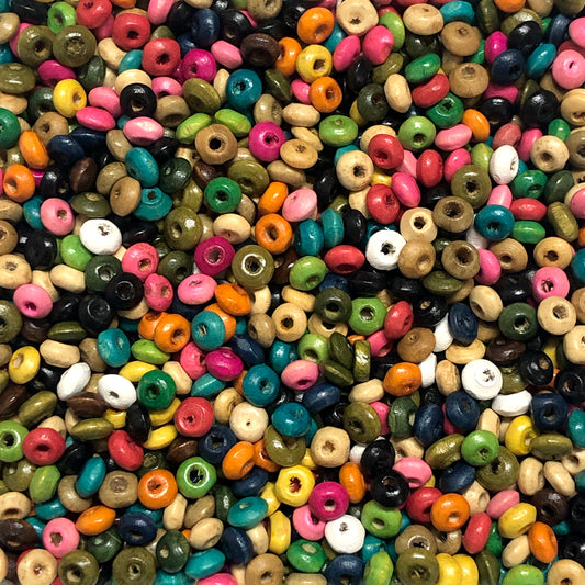 4mm Ufo Ahşap Boncuk - 21 - Mix