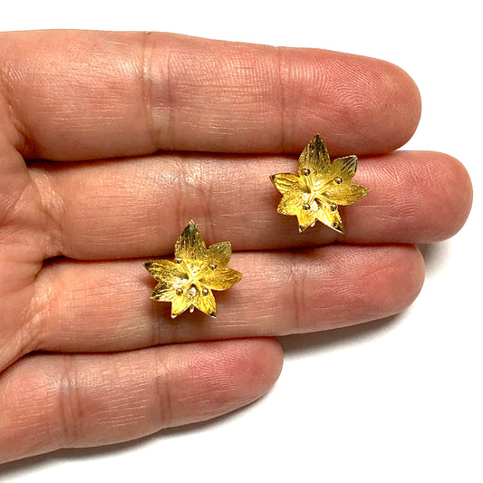 Altın Kaplama Çiçek Küpe Aparatı - 3