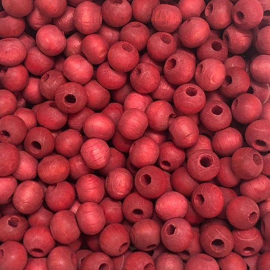 8mm Mat Ahşap Boncuk - 2 Kırmızı